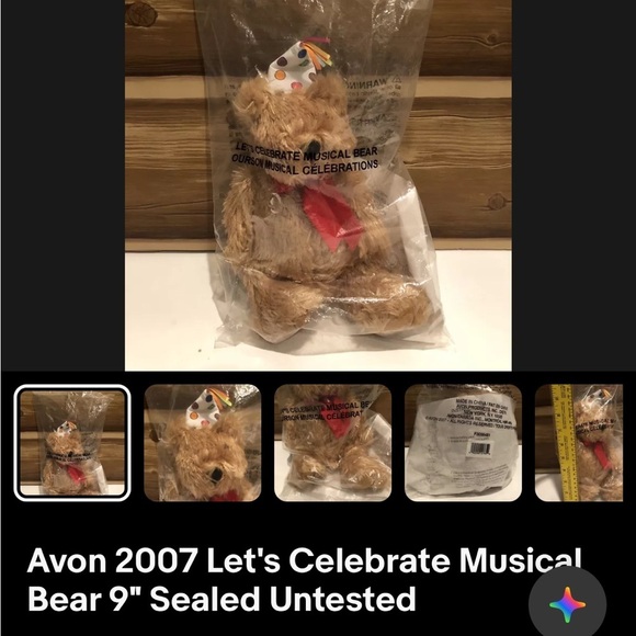 Avon Collectible HTF birthday bear, musical, "Let's celebrate", sealed, untested - Picture 2 of 8